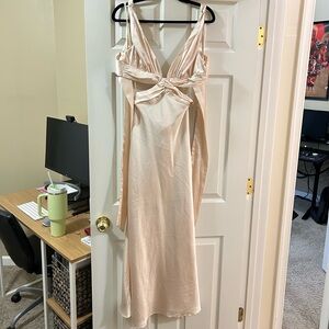 Selfie Leslie Cream Satin Dress